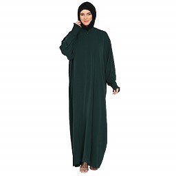 Premium Firdaus Loose Fit abaya with Ruffled Sleeves - Bottle Green Premium Firdaus Loose Fit abaya with Ruffled Sleeves - Bottle Green